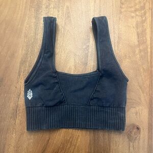 FP Movement by Free People Good Karma Square-Neck Bra Top In Washed Black